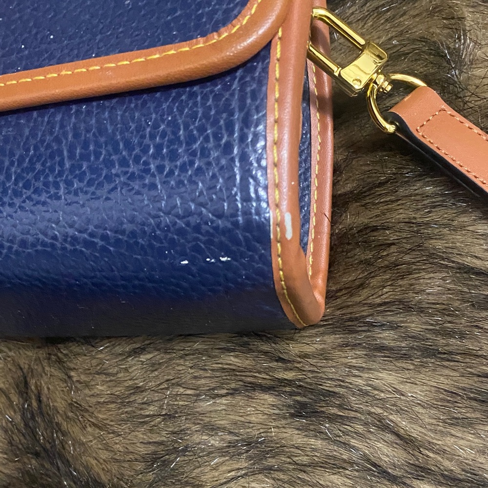 Navy and Brown Leather Women's Bag - Picture 4 of 6